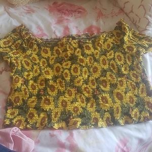 Off The Shoulder Sunflower Top